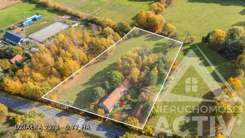 Duża dz. z domem. 0,77ha Wrocław 25min. Brzezinki, gm. J