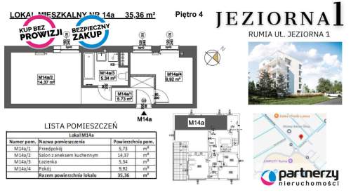 Mieszkanie 2 pokojowe z pięknym widokiem na 4 p