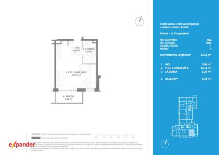 Kawalerka 33,24 m na 1. piętrze, nowe osiedle-ul. Kosynierów...