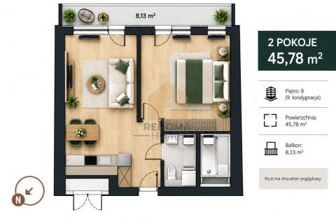 Quorum 2 pokoje wysoki standard balkon klima