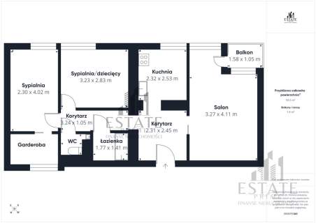 3 pokoje 59 m2, balkon, bardzo dobry standard