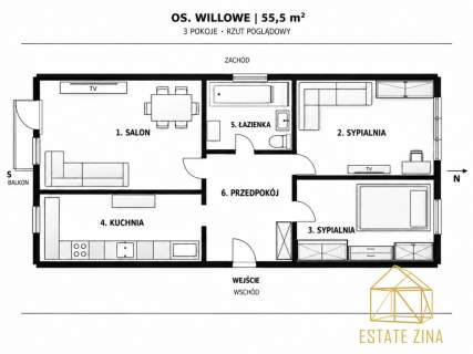 3 pokoje 3-stronna ekspozycja Balkon Winda