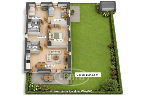 4 pok./2 łazienki/ogród 169,42/komórka/2 garaże