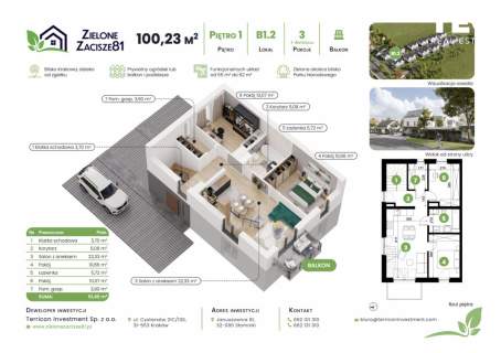 Dwustronne 100m2 z antresolą balkon I Słomniki