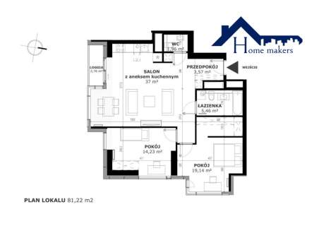 Apartament pełen światła 81 m , 3 pokoje Towarowa Towers, Met