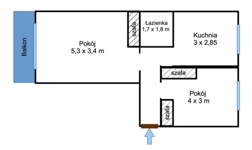 2 piętro ul. Starzyńskiego balkon dwustronne