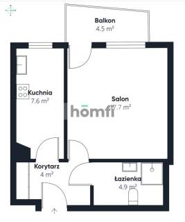 Studio, osobna kuchnia, balkon ul Radzikowskiego