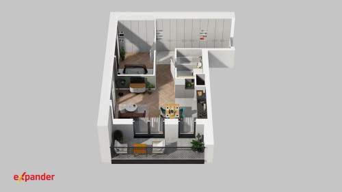 2 pokoje 43 m duża loggia 7,35 m Grunwald