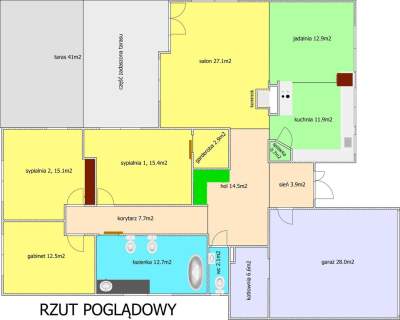 Dom parter. 4pok, działka 2400m2, taras 41m2, do wejścia