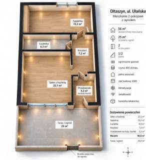BEZ PROWIZJI 2 pok. 56m2 taras, Ołtaszyn