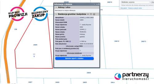 Działka o pow 1065m2 z MPZP w Bielkówku