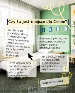 Pokoje dla studentów stała kwota najmu i nie płacisz za wa