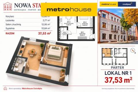 Mieszkanie M1 - 37,53 m , parter - Nowa Starówka