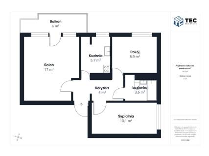 Warszawa, Praga-Południe 53 m loggia 6,5 m 2. piętro