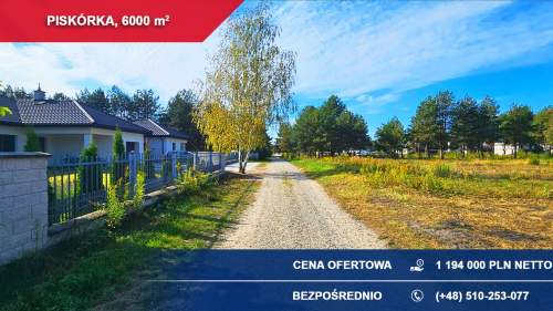 6x1000m2 Teren inwestycyjny pod małe osiedle Piskórka, gm....