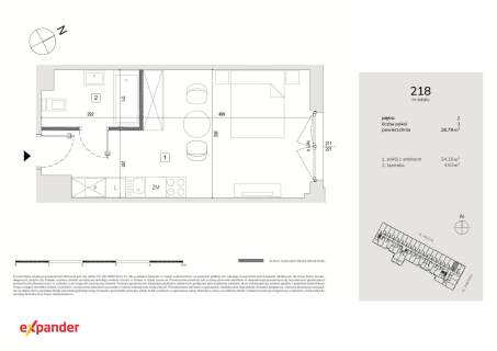 Apartament 29 m na 2. piętrze idealna pod najem Żabi Kruk, ce