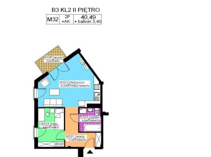 Mieszkanie 2 pok., 40,93 m2, II piętro, Na Stoku