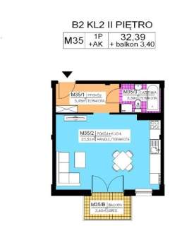 Mieszkanie 1 pok., 32,39 m2, II piętro, Na Stoku
