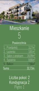Nowe mieszkanie 32,73 m2 2 pokoje