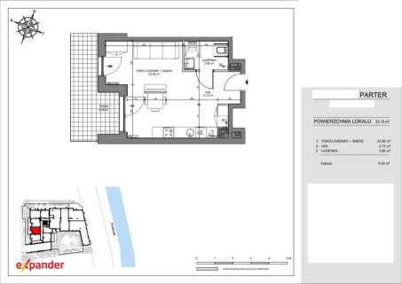 Apartament z tarasem 33,15 m Gdańsk Śródmieście nad Motł